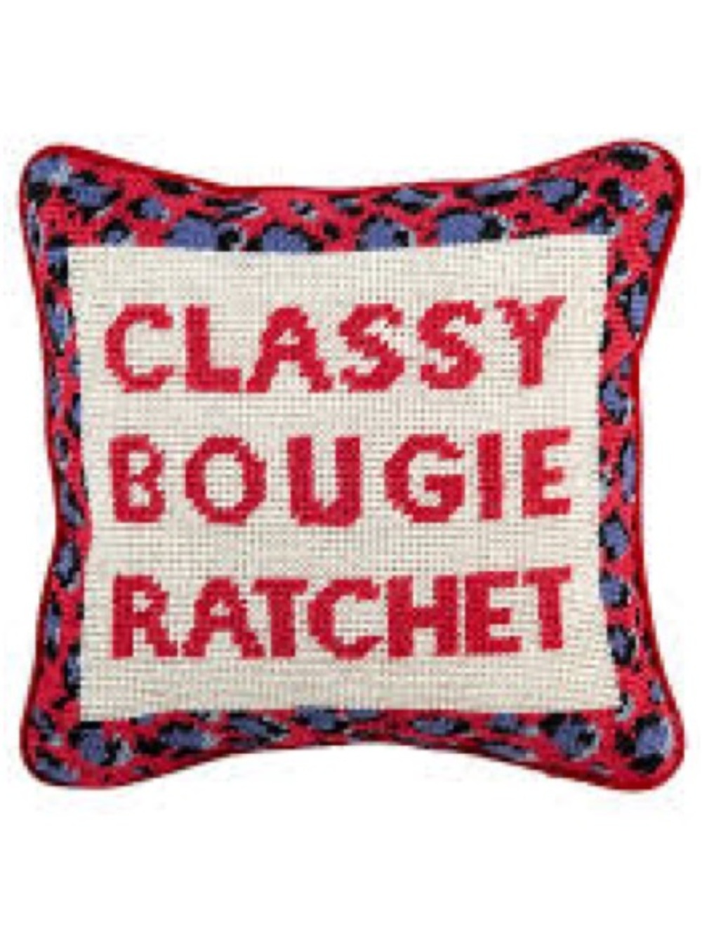 FURBISH Savage Needlepoint Pillow Classy Bougie Ratchet Red Velvet Back 10 x 10
